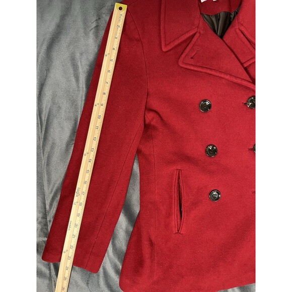 Calvin Klein Womens Red Double Breasted Wool Blend Coat Size 10 Peacoat Jacket - Picture 6 of 13